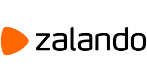 El logotipo de Zalando es negro y naranja y tiene una flecha naranja que apunta hacia la derecha.