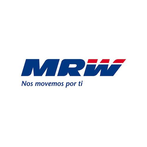 El logotipo de mrw es azul y rojo y dice 