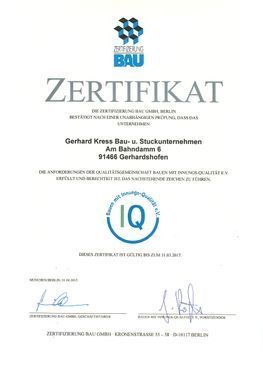 Zertifikat | Kress Bau- und Stuck GmbH