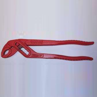 Un par de alicates rojos están sobre una superficie blanca.