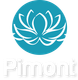 Logo Pimont avec un cercle turquoise et une fleur de lotus blanche au-dessus du mot &laquo;Pimont&raquo;