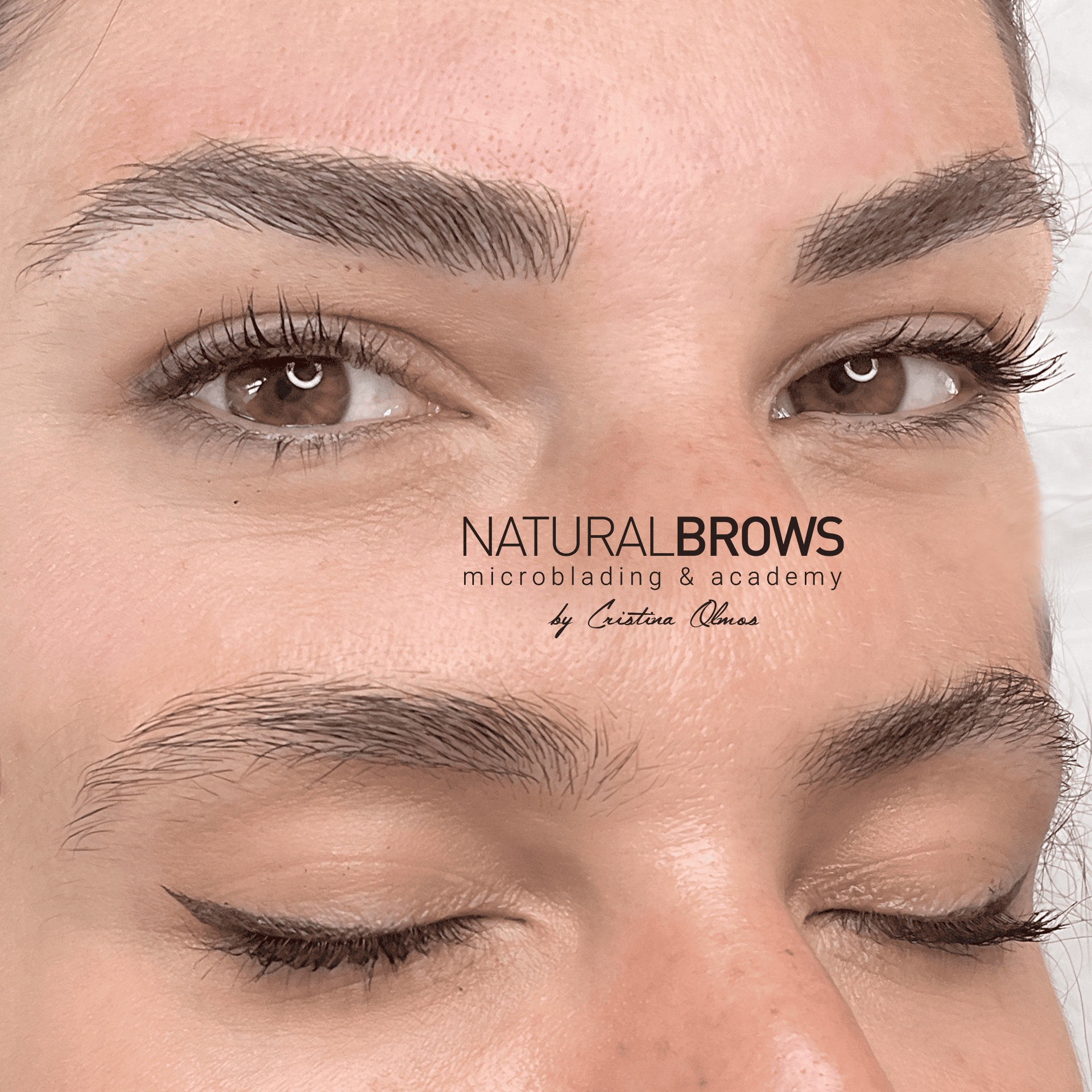 Un primer plano de las cejas de una mujer con los ojos cerrados.