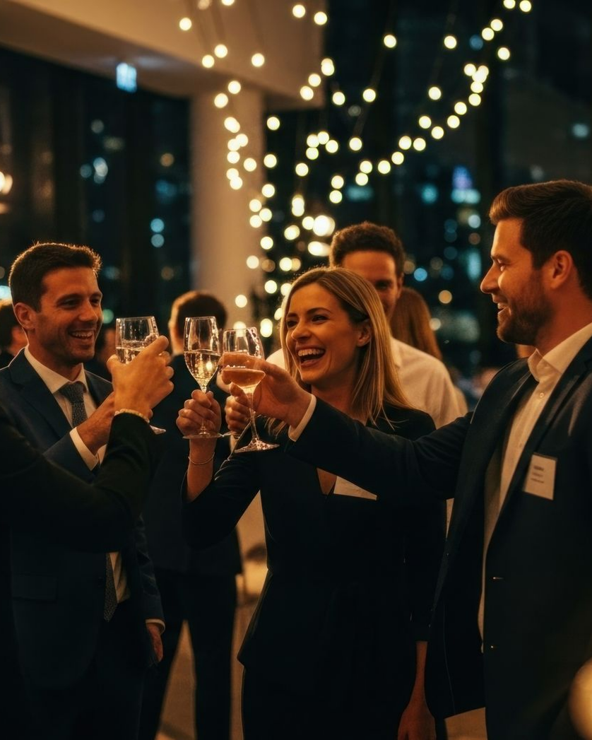 Un groupe de personnes avec des verres à la main