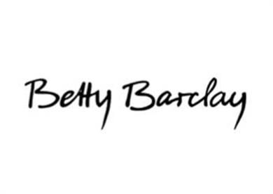 Ein schwarzweißes Logo für Betty Barclay auf weißem Hintergrund.