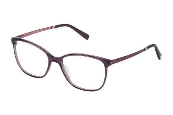 Eine violette Brille auf weißem Hintergrund.