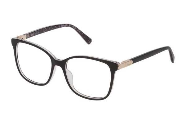Eine schwarze Brille auf weißem Hintergrund.