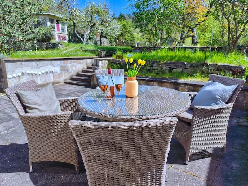 Terrasse der Ferienwohnung Garten