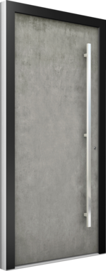 Aluminium-Haustür in Betonoptik mit modernem Stangengriff