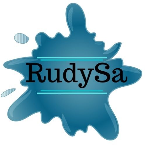 Una salpicadura azul con Rudysa escrito en ella
