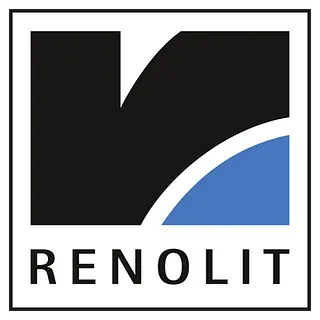 Un logotipo negro y azul para una empresa llamada Renolit.