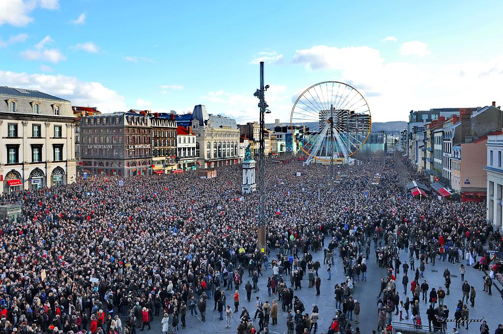 Manifestation, Auvergne Reportage  rassemblement je suis charlie 
