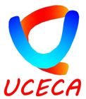 Un logotipo para Uceca con un círculo azul y rojo.