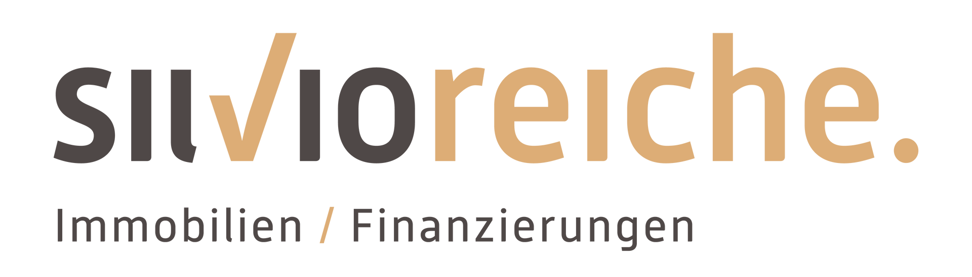 Logo for Silvio Reiche Immobilien / Finanzierungen featuring dark grey and tan lettering on a white background.