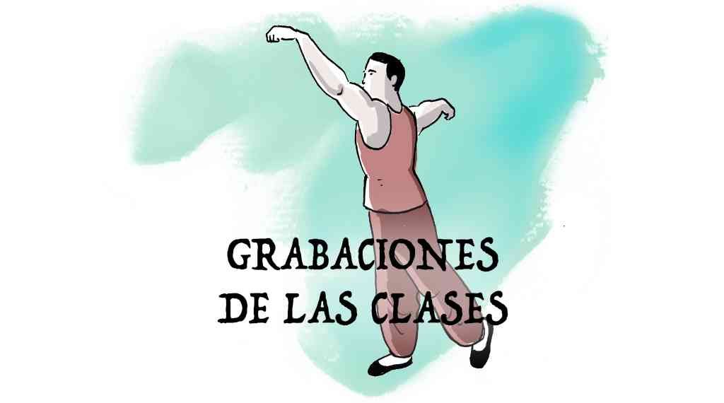 A drawing of a man with the words grabaciones de las clases below him
