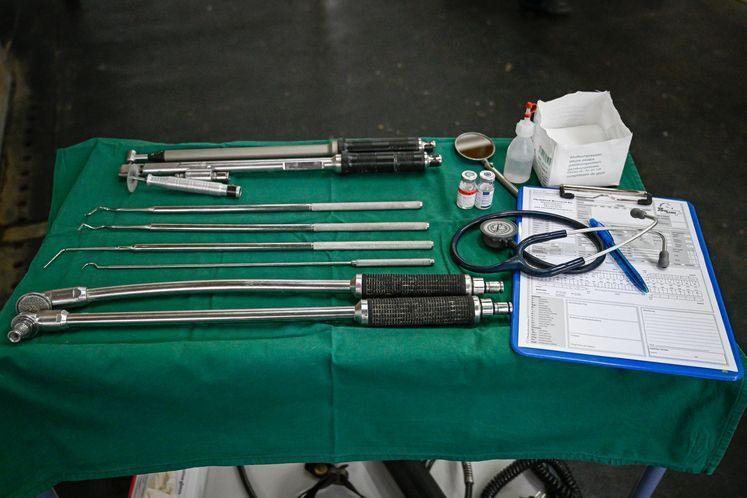 Utensilien für die Pferdemedizin