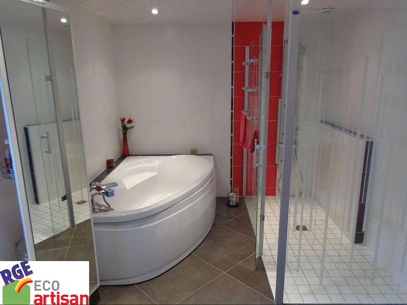 rénovation de salle de bain avec baignoire d'angle et douche PMR-la-Lys