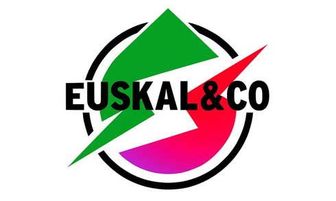 Logotipo de Euskal & Co: formas verdes y rojas dentro de un círculo negro, con el texto "EUSKAL & CO."