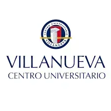 El logotipo del centro universitario villanueva es un círculo con un pilar en el medio.