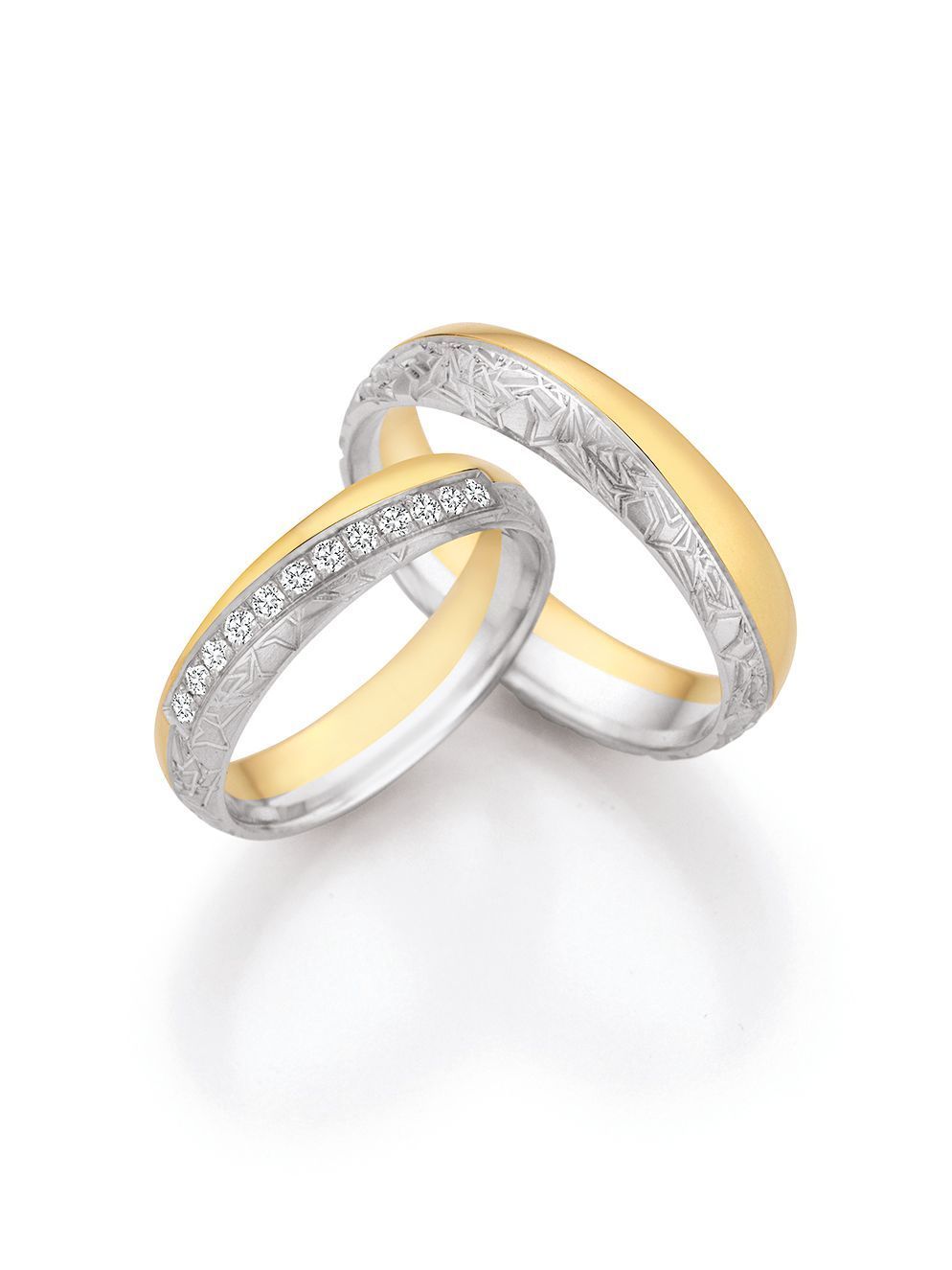 Eheringe & Trauringe in sillber mit Gold