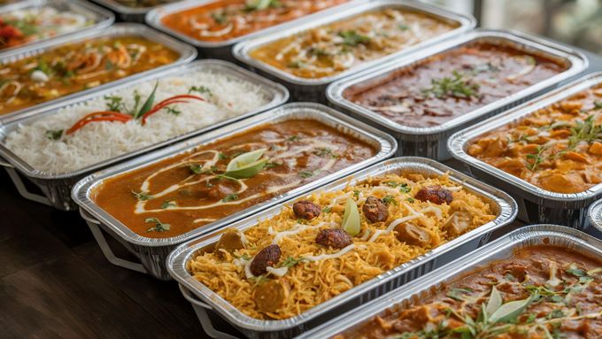 Plats indiens dans des barquettes