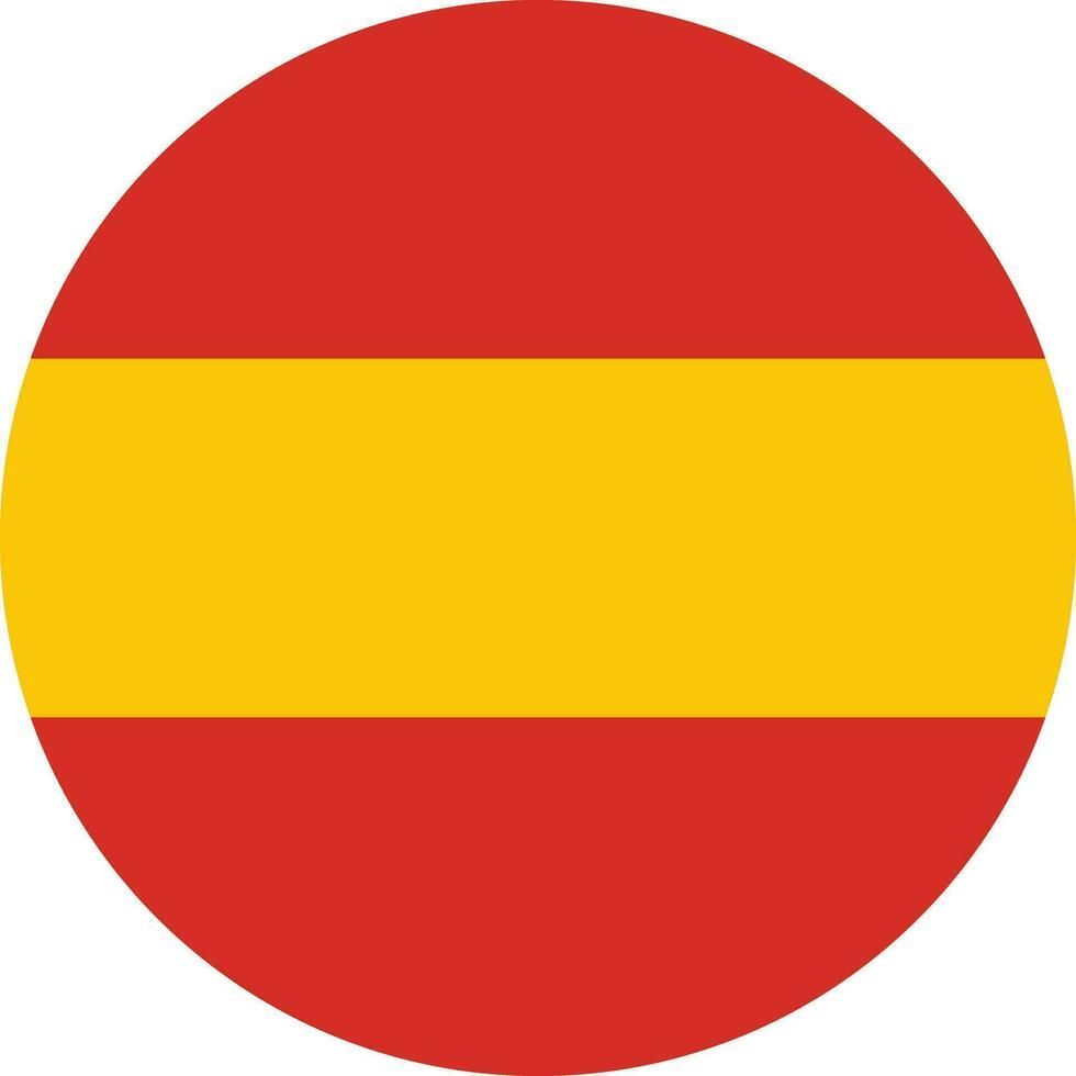Bandera española: Franjas horizontales rojas y amarillas en forma circular.