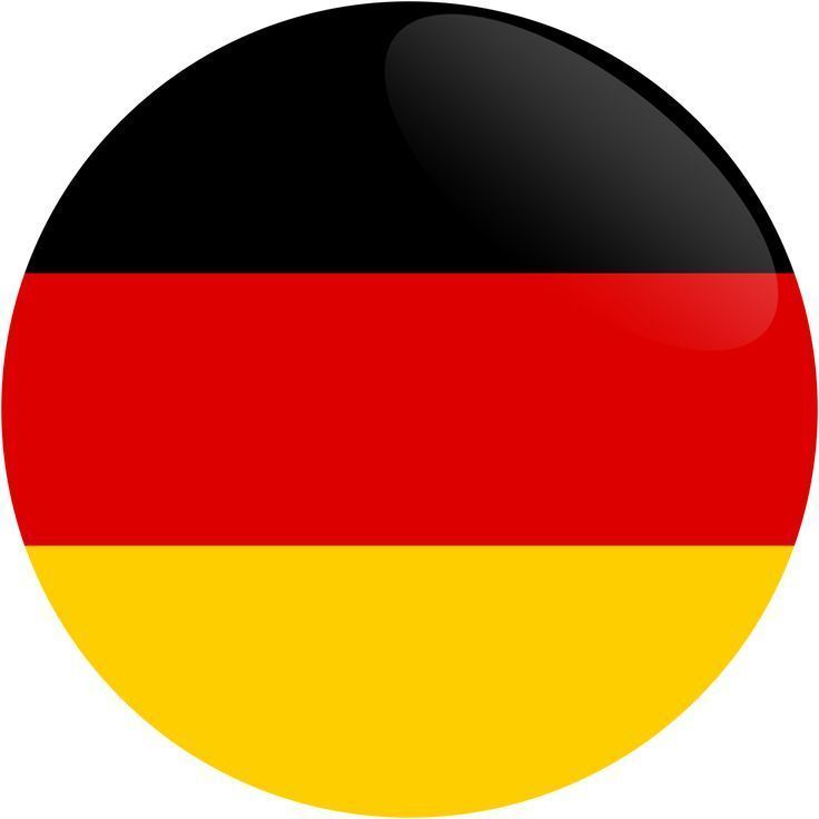 Bandera alemana, una tricolor horizontal negra, roja y amarilla dentro de un círculo.