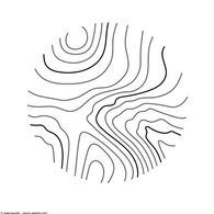 Abstraktes Linienmuster in Schwarz auf weißem Hintergrund.