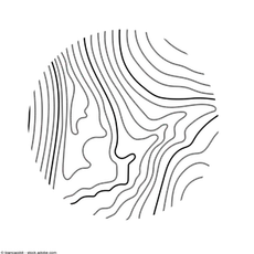 Abstraktes Linienmuster in Schwarz auf weißem Hintergrund.