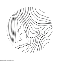 Abstraktes Linienmuster in Schwarz auf weißem Hintergrund.