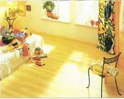 Helles Wohnzimmer mit Holzfußboden