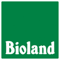 A green square with the word bioland in white letters