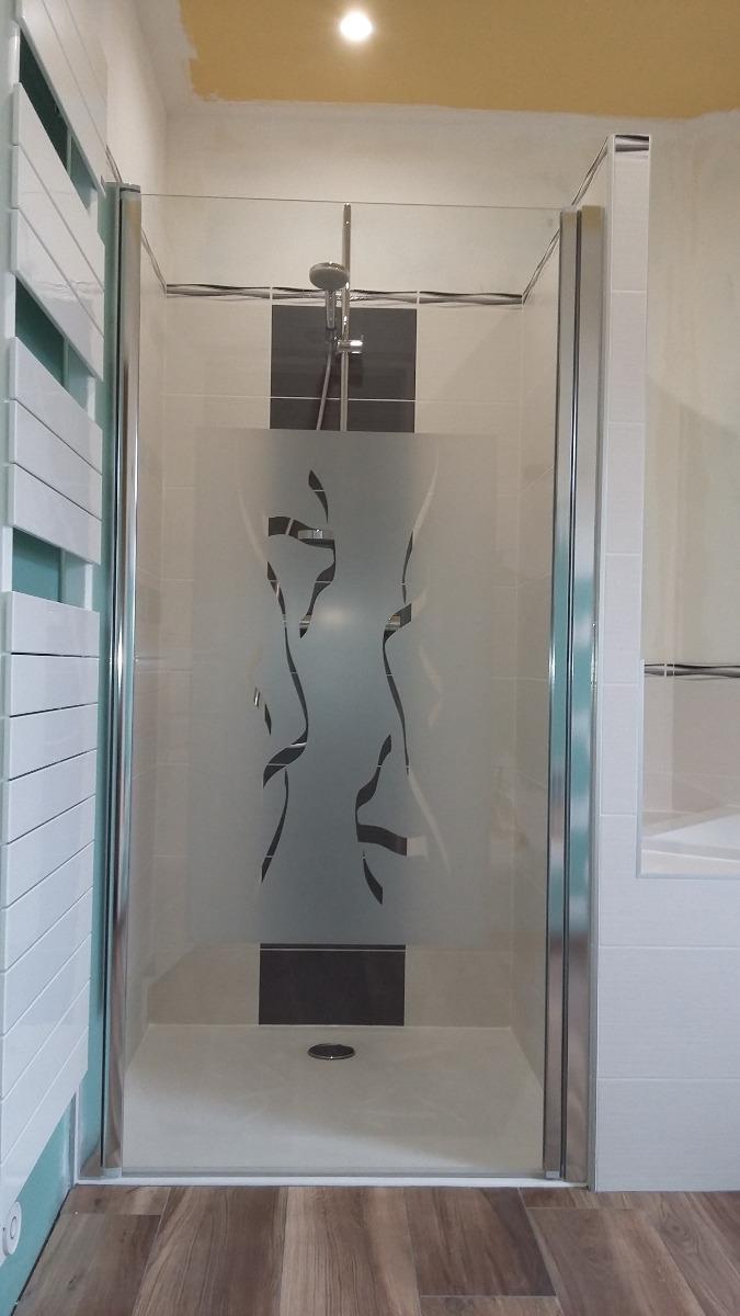 Porte de douche pivotante avec sérigraphie