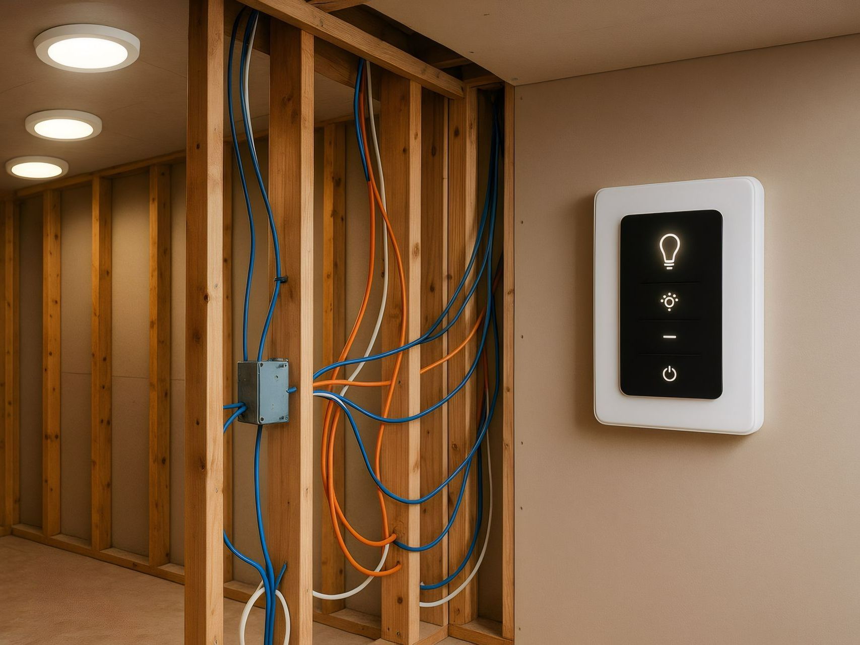 Câblage électrique avec un support d'automatisation au mur 