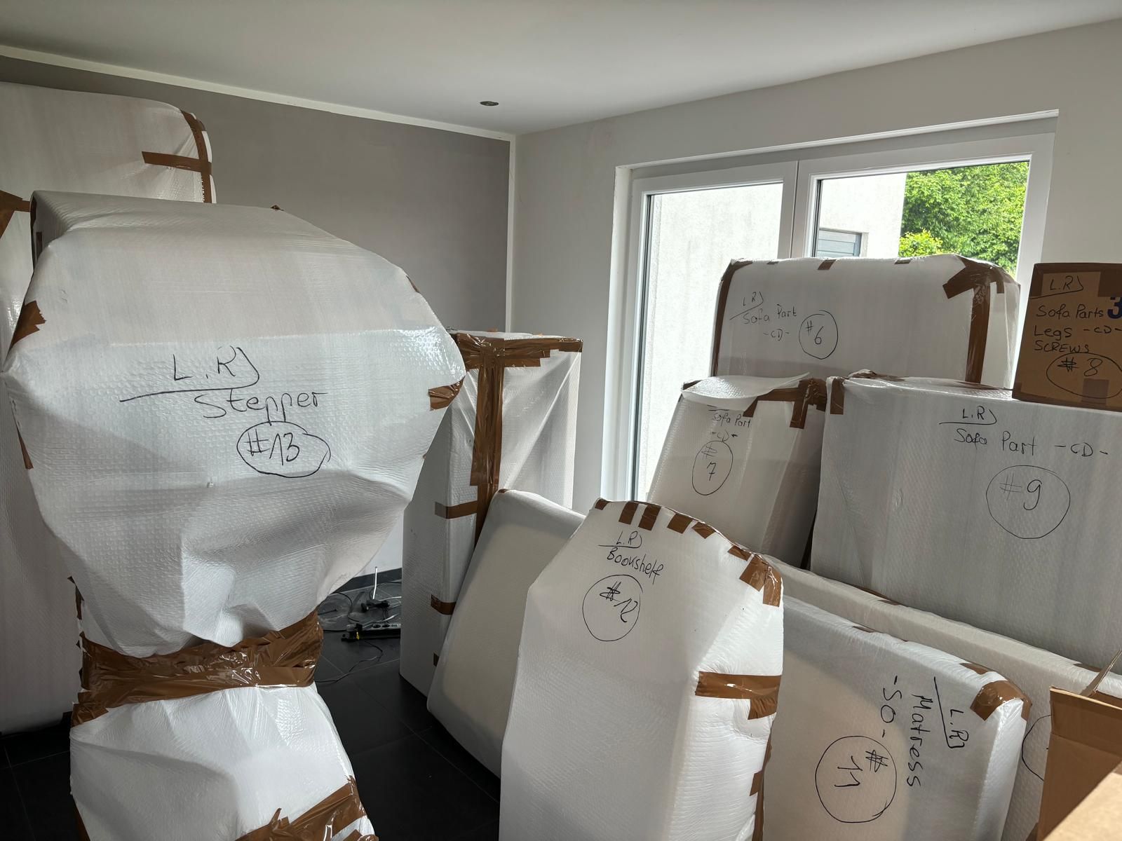 Für den Umzug vorbereitetes Tranportgut