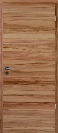 Eine Nahaufnahme einer Holztür mit einem Griff.