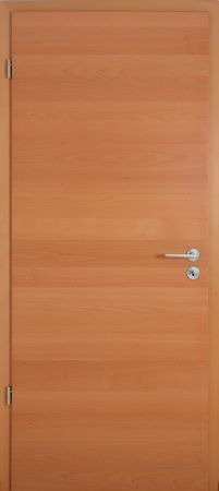 Eine Nahaufnahme einer Holztür mit einem Griff.
