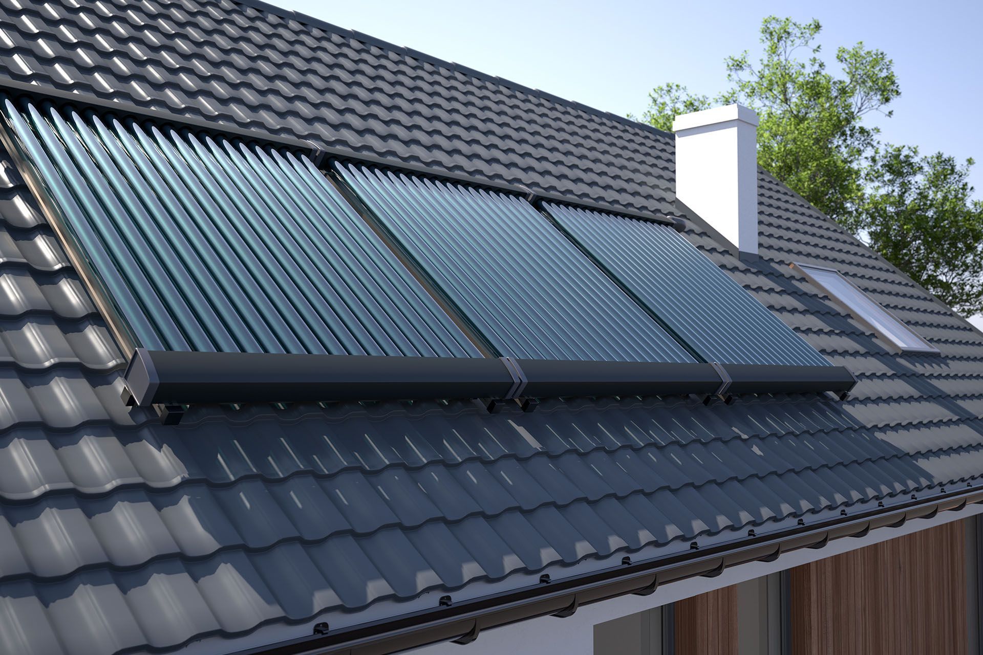 Panneaux solaires thermiques sur un toit