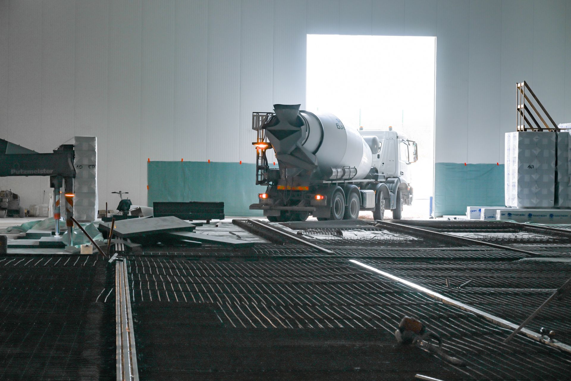 Bétonneuse en action