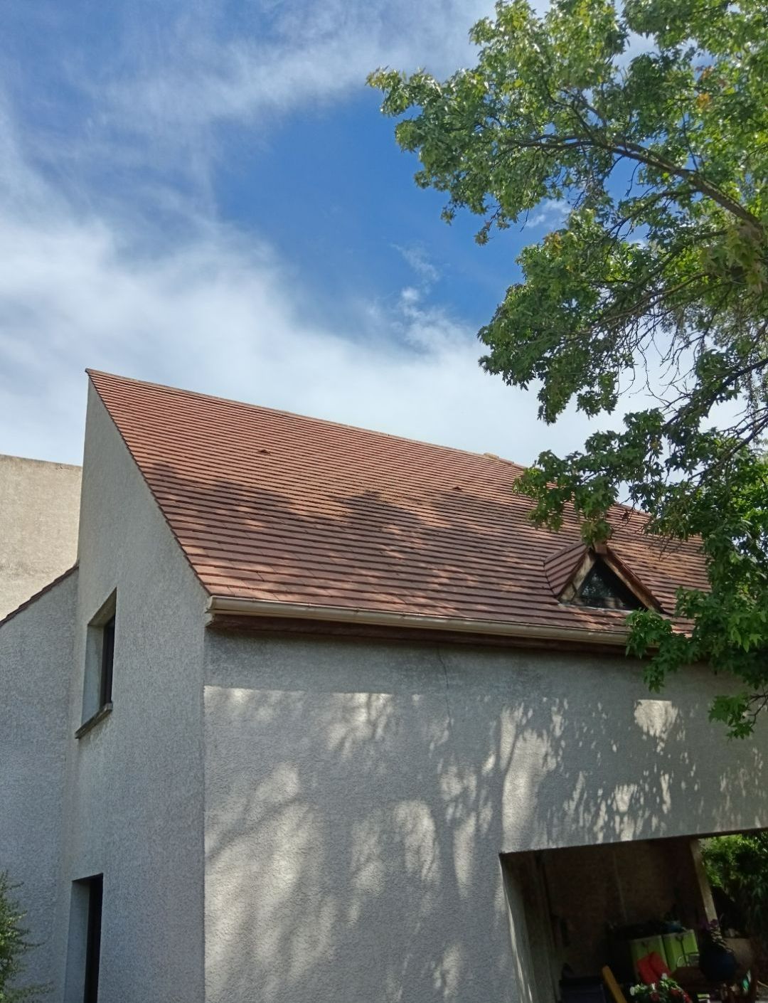 Démoussage d'un toit - après