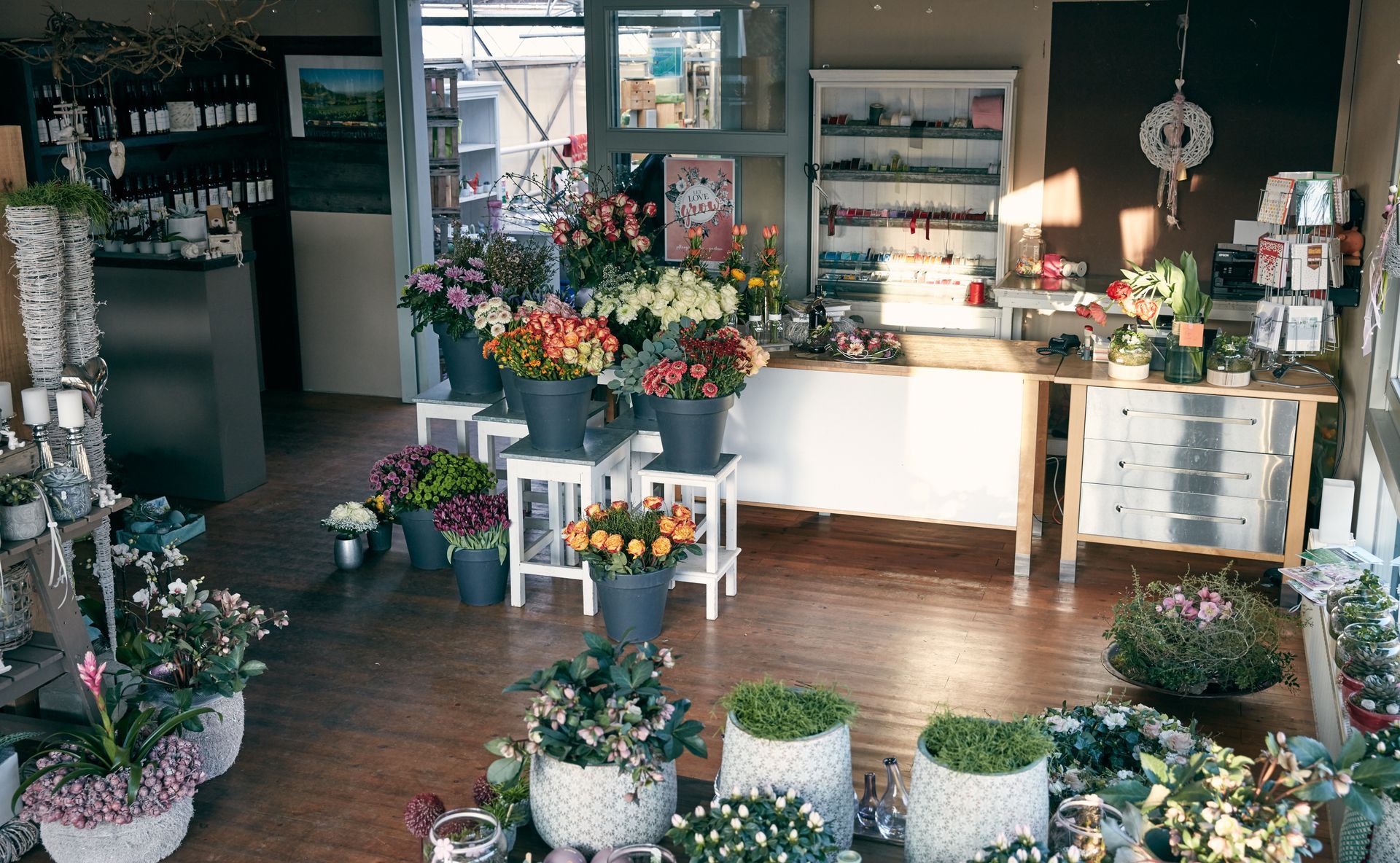 Verkaufsraum im Blumenfachgeschäft von Blümerant in Lage