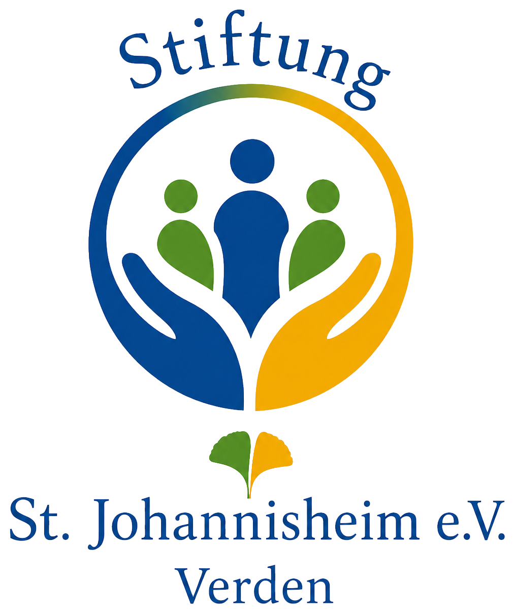 Logo der Stiftung St. Johannisheim e.V. Verden in Blau, Grün und Gelb