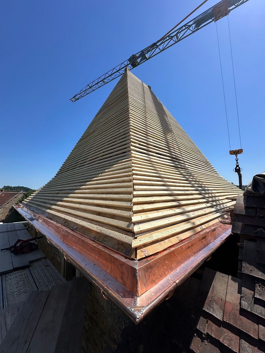 préparation pour pose de tuiles plates
