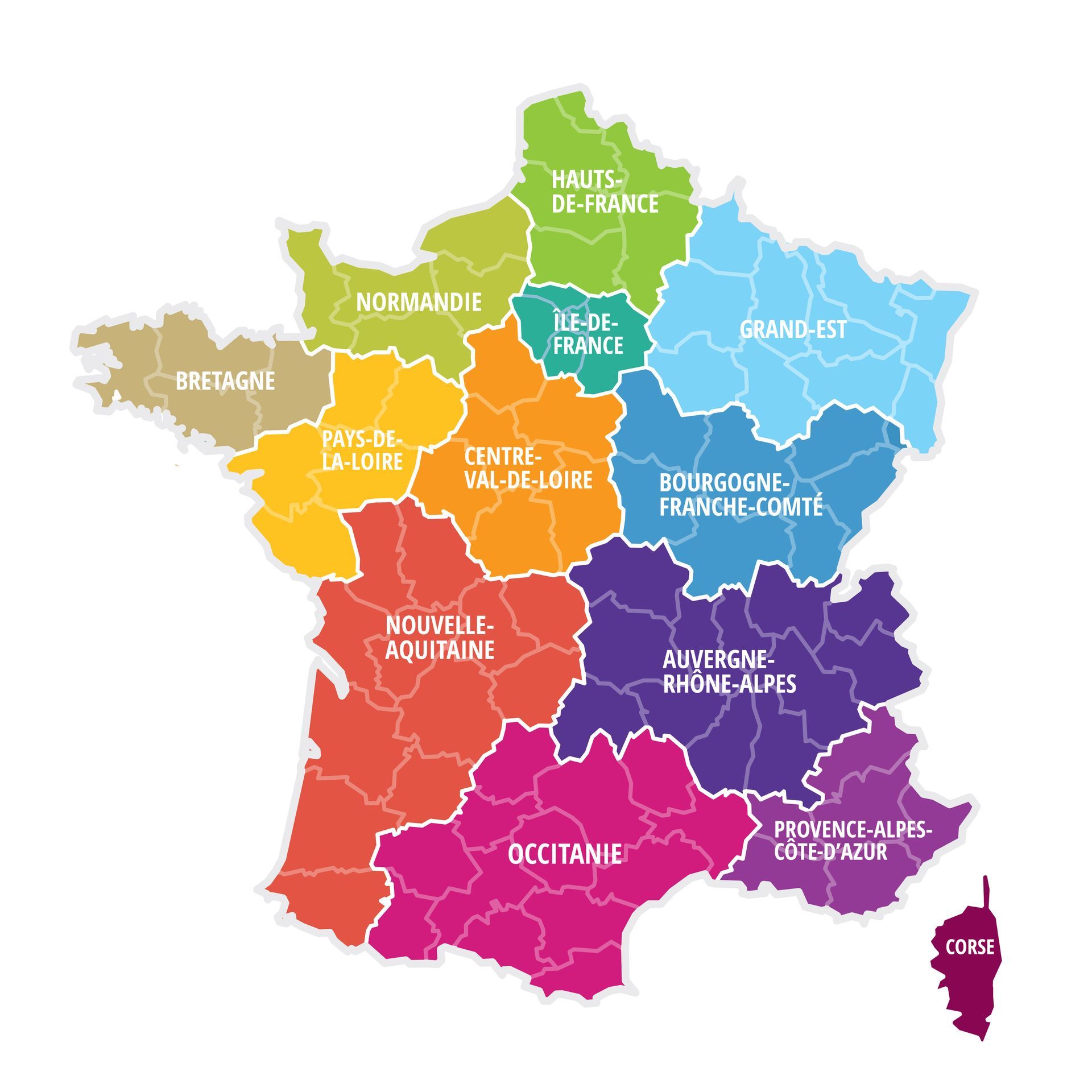 Carte de France colorée