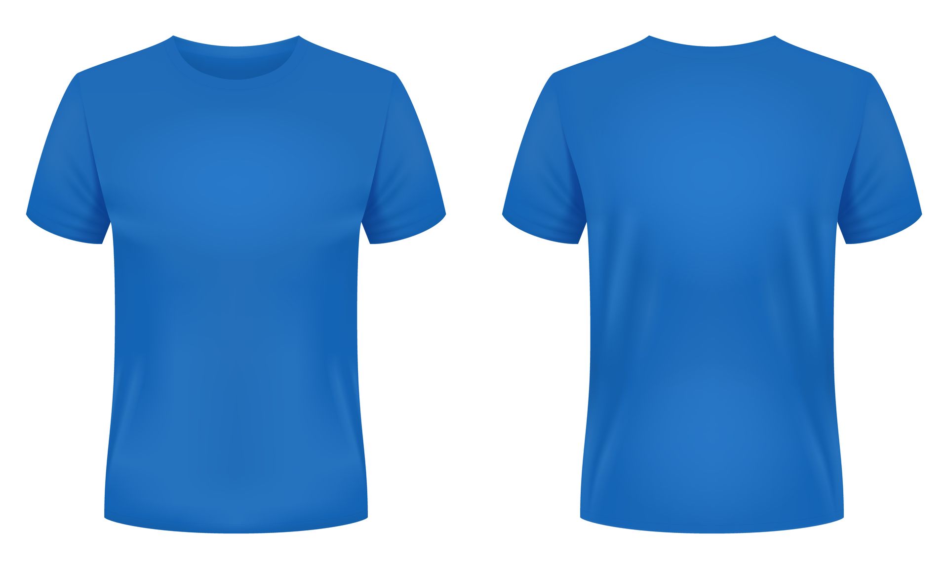 Deux t-shirts bleus sur fond blanc