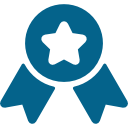 Una cinta azul con una estrella en el medio.