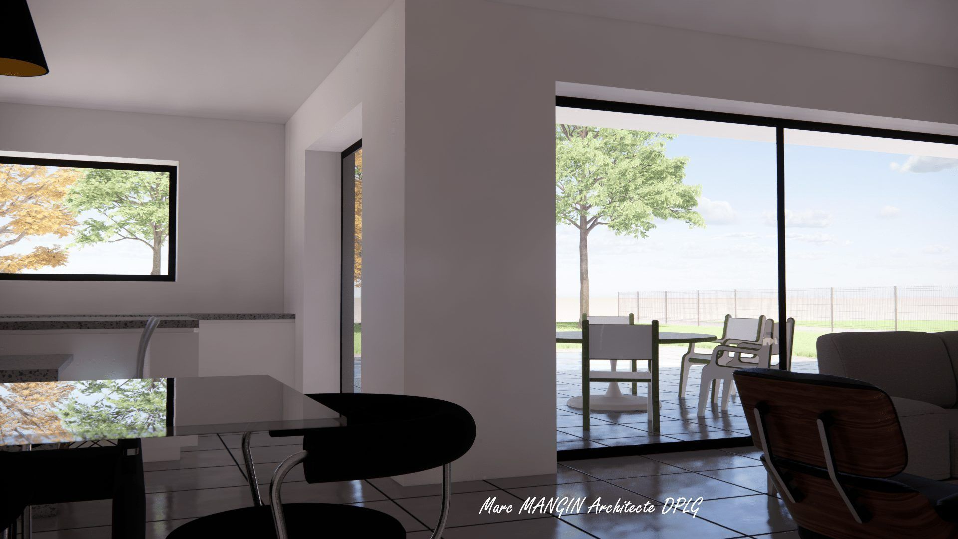 Salon avec baie vitrée