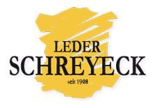 ein Logo für Lederschreieck mit einer gelben Karte darauf - Partner und Hersteller von Koke Raumausstattung - Tobias Liebrand - vor Ort in Senden und Lüdinghausen