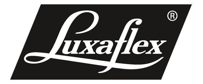 ein Schwarz-Weiß-Logo für luxaflex auf weißem Hintergrund - Partner und Hersteller von Koke Raumausstattung - Tobias Liebrand - vor Ort in Senden und Lüdinghausen