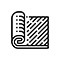 ein schwarz-weißes Symbol eines rollenden Teppichs auf weißem Hintergrund - Koke Raumausstattung - Tobias Liebrand - vor Ort in Senden und Lüdinghausen