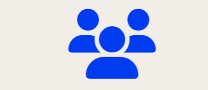 Iconos de tres personas en grupo azul.
